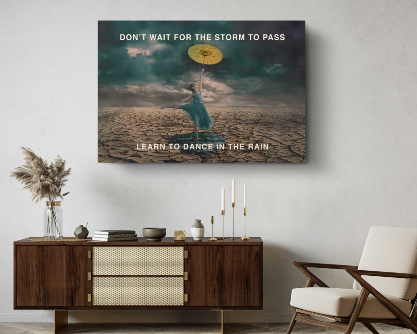 Dancing in The Rain Canvas Print Motivation Photography Wall Art