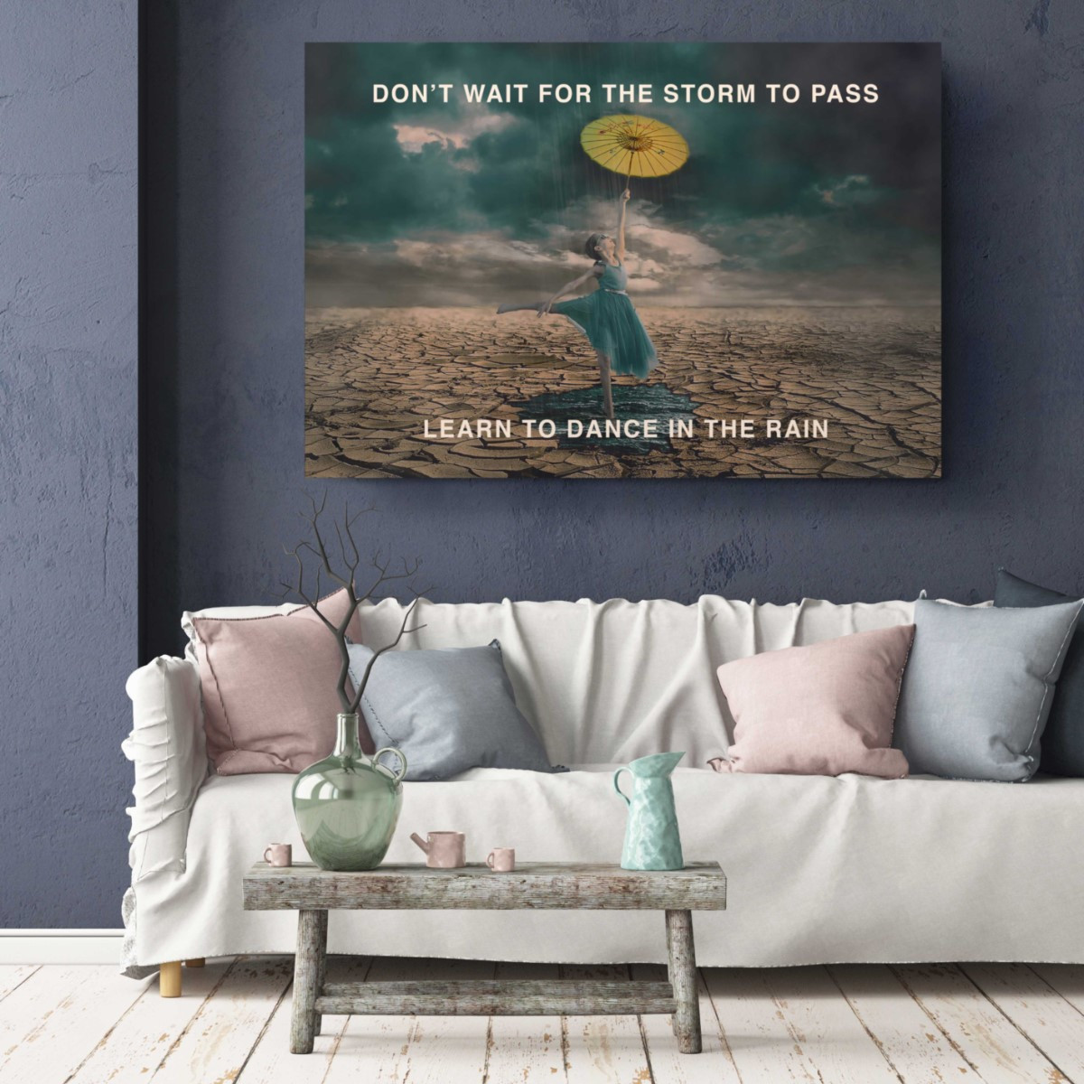 Dancing in The Rain Canvas Print Motivation Photography Wall Art