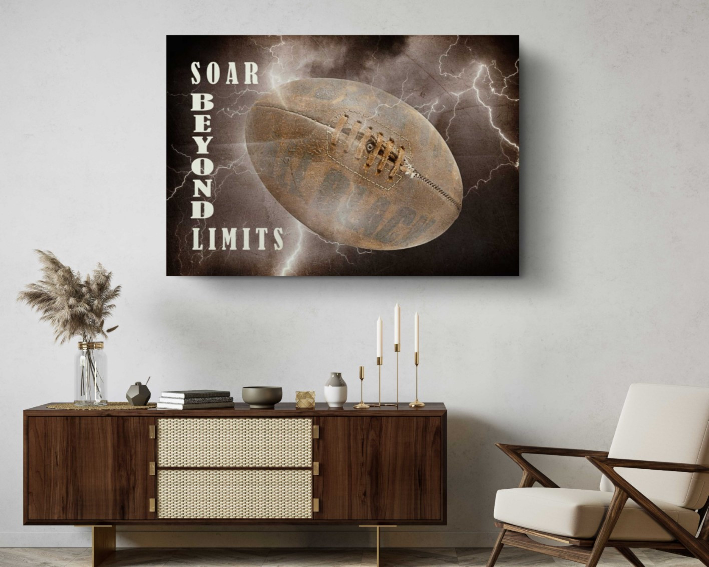 Soar Beyond Limits Rugby Ball Canvas Print Motivation Photography Wall Art