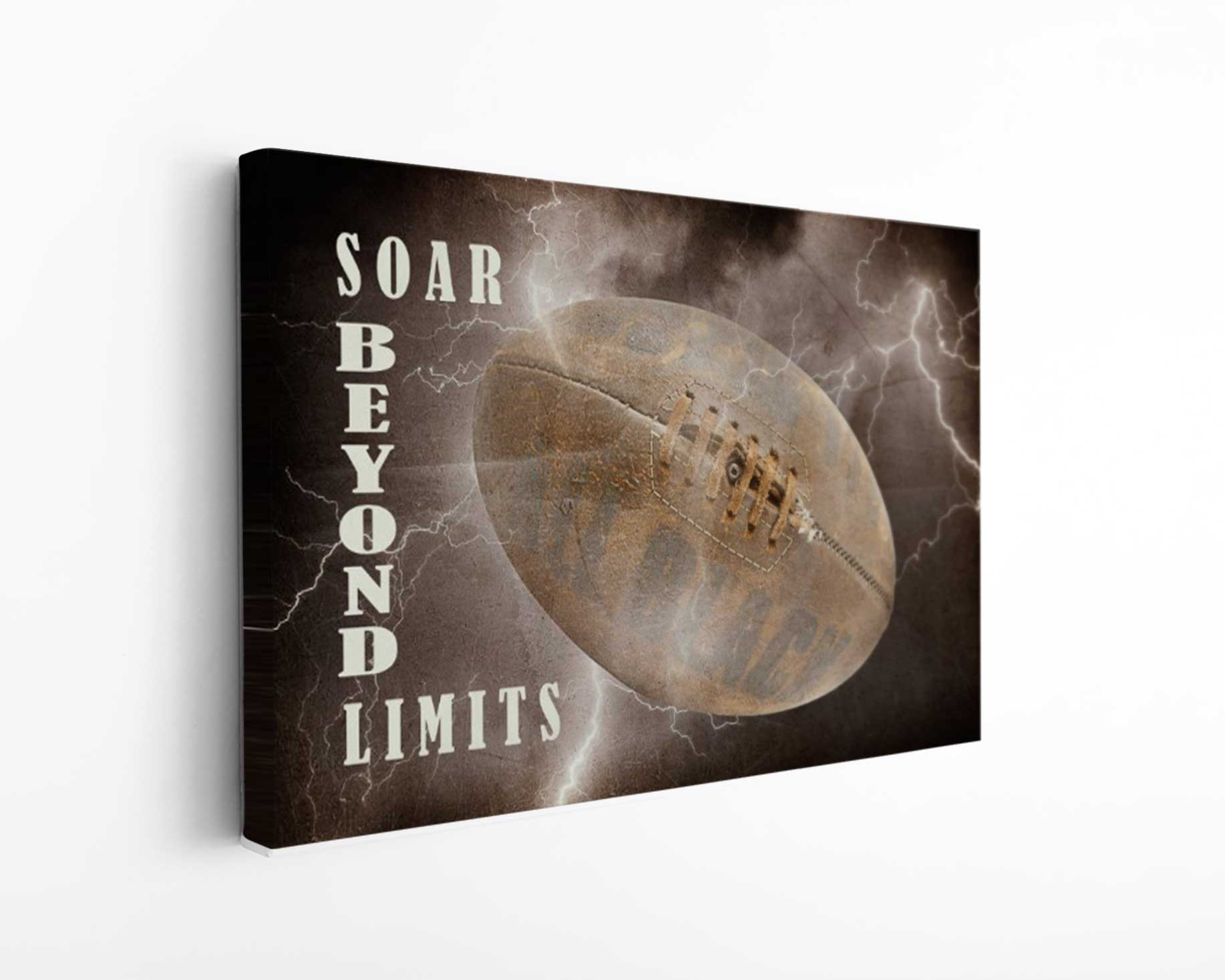 Soar Beyond Limits Rugby Ball Canvas Print Motivation Photography Wall Art