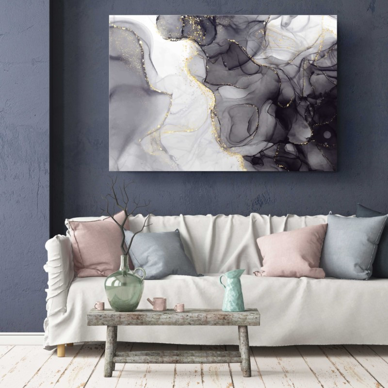 Marble Canvas Modern Art Black White Stone Canvas Print Wall Art