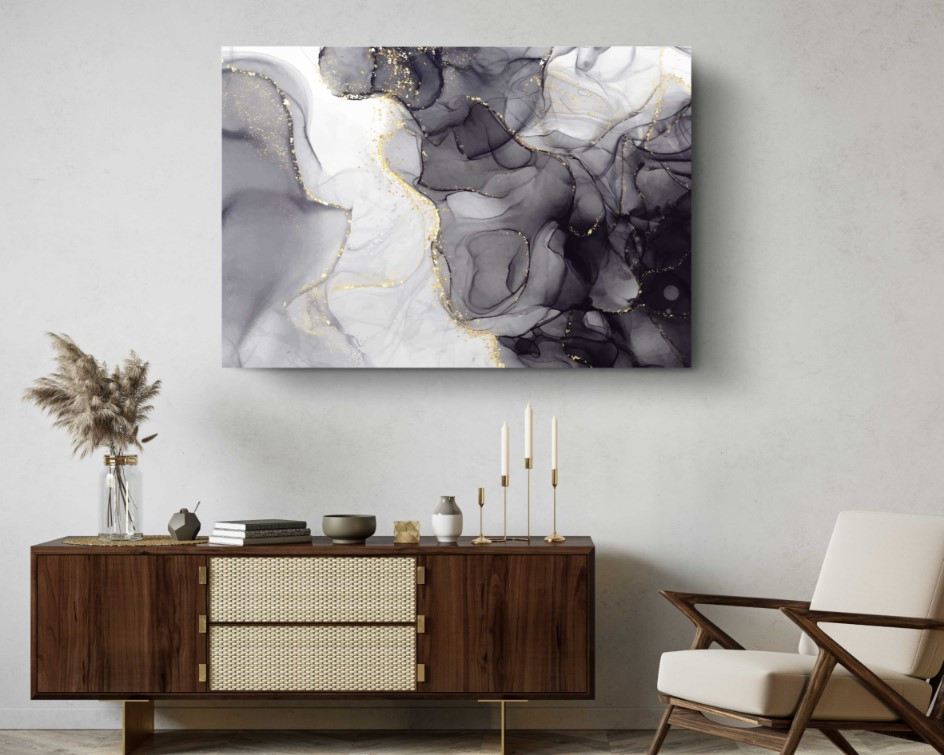 Marble Canvas Modern Art Black White Stone Canvas Print Wall Art