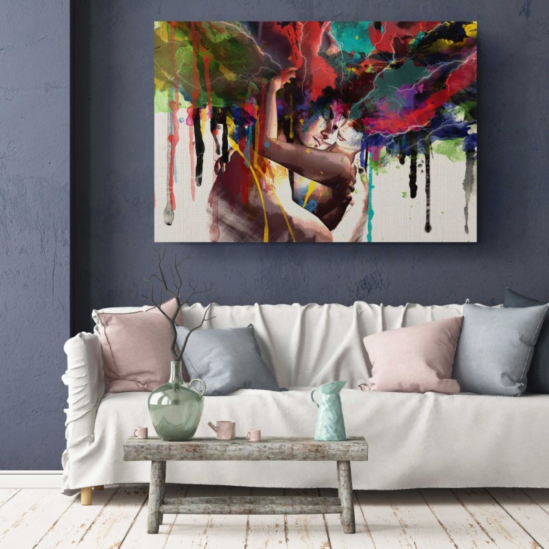 Lover's Kiss Couple Motivational Wall Canvas Print Art Prints