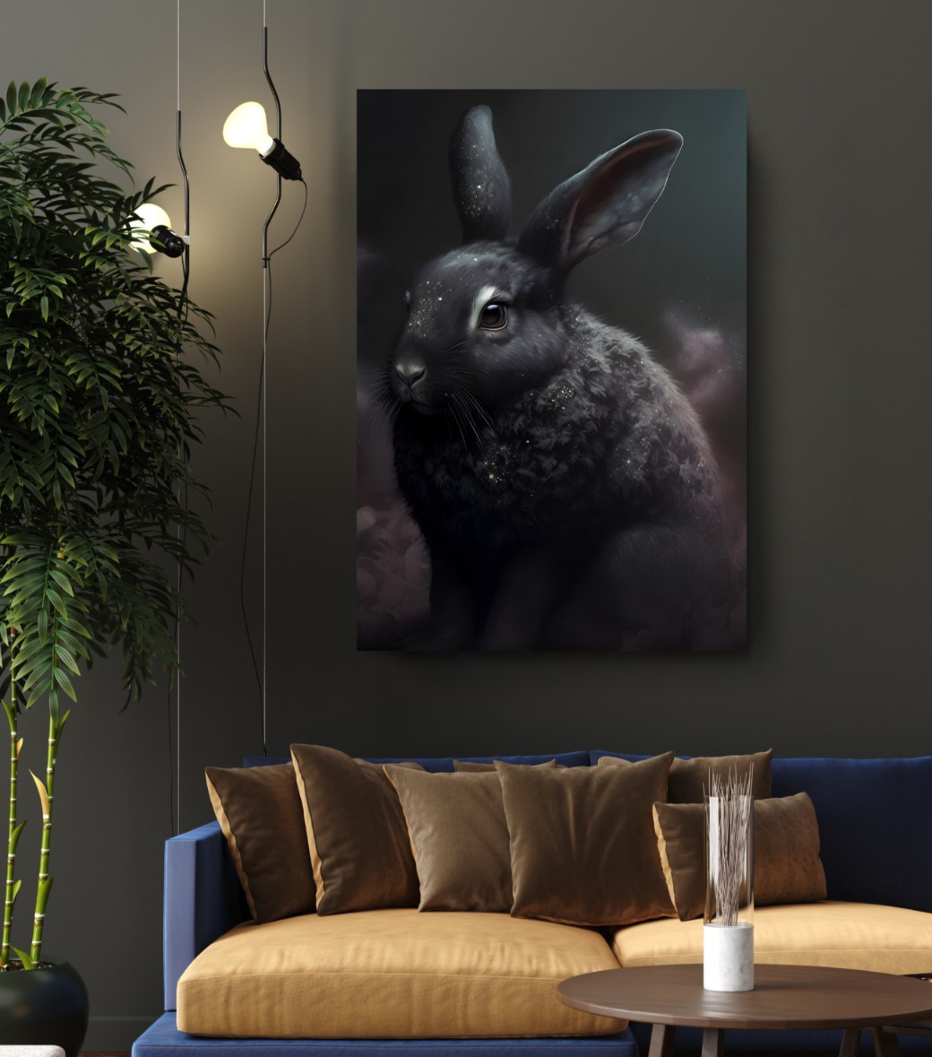 Lucky Black Bunny Animal Kingdom Motivation Canvas Print Wall Art