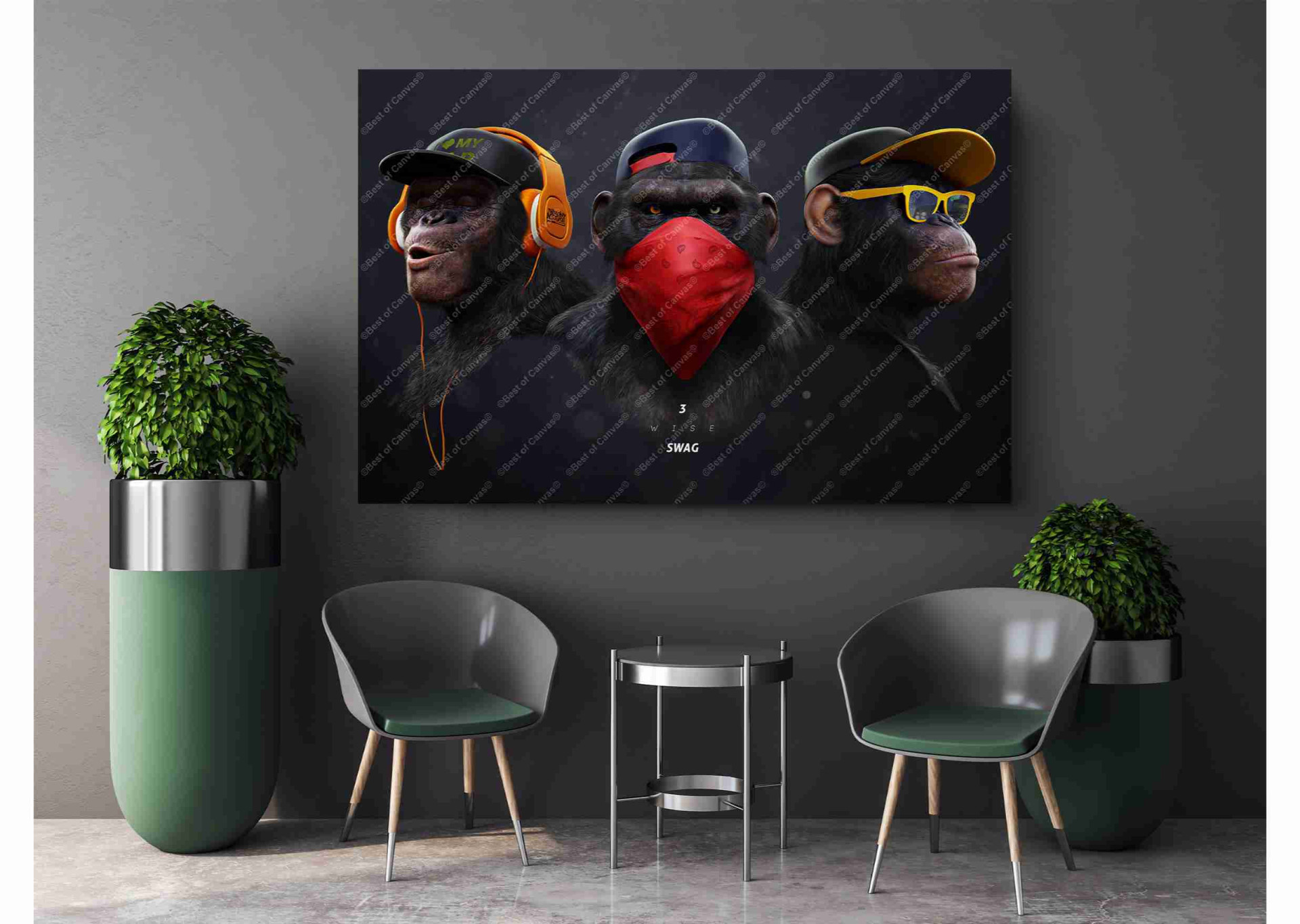 Wise Monkeys Swag Banksy Monkey Gorilla Chimp Canvas Print