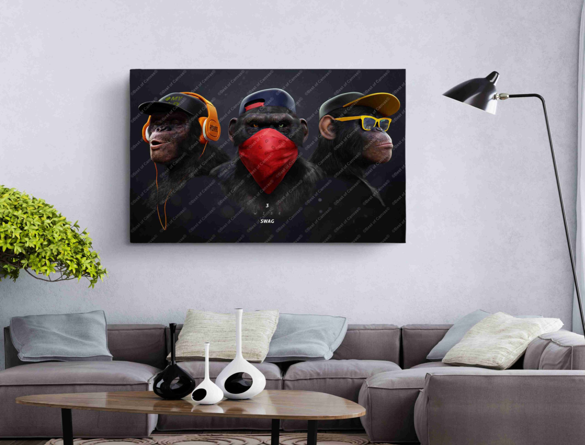 Wise Monkeys Swag Banksy Monkey Gorilla Chimp Canvas Print
