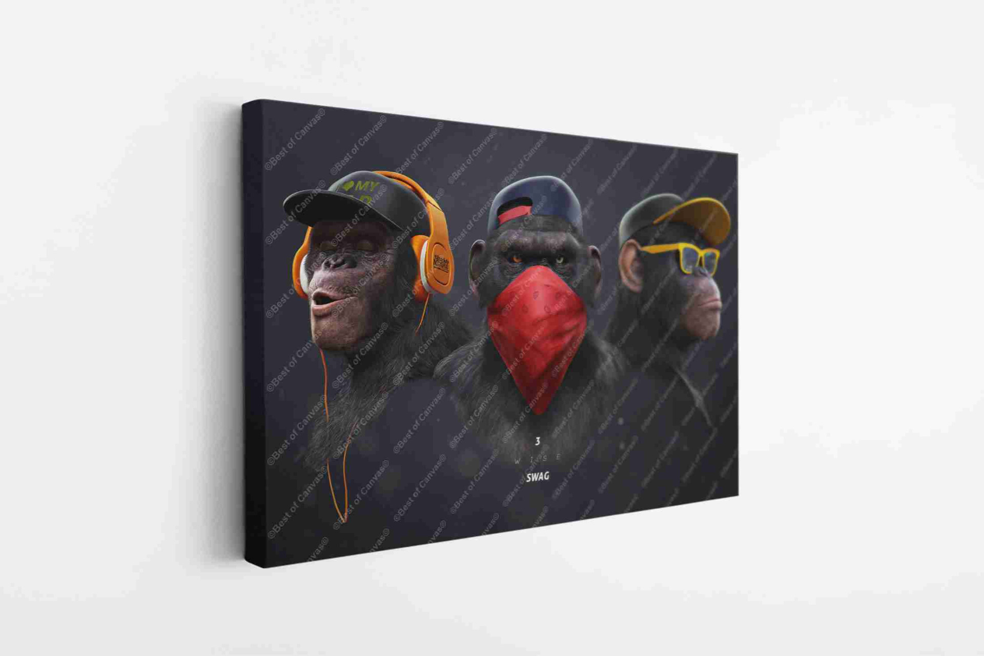Wise Monkeys Swag Banksy Monkey Gorilla Chimp Canvas Print