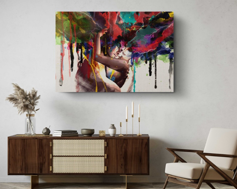 Lover's Kiss Couple Motivational Wall Canvas Print Art Prints