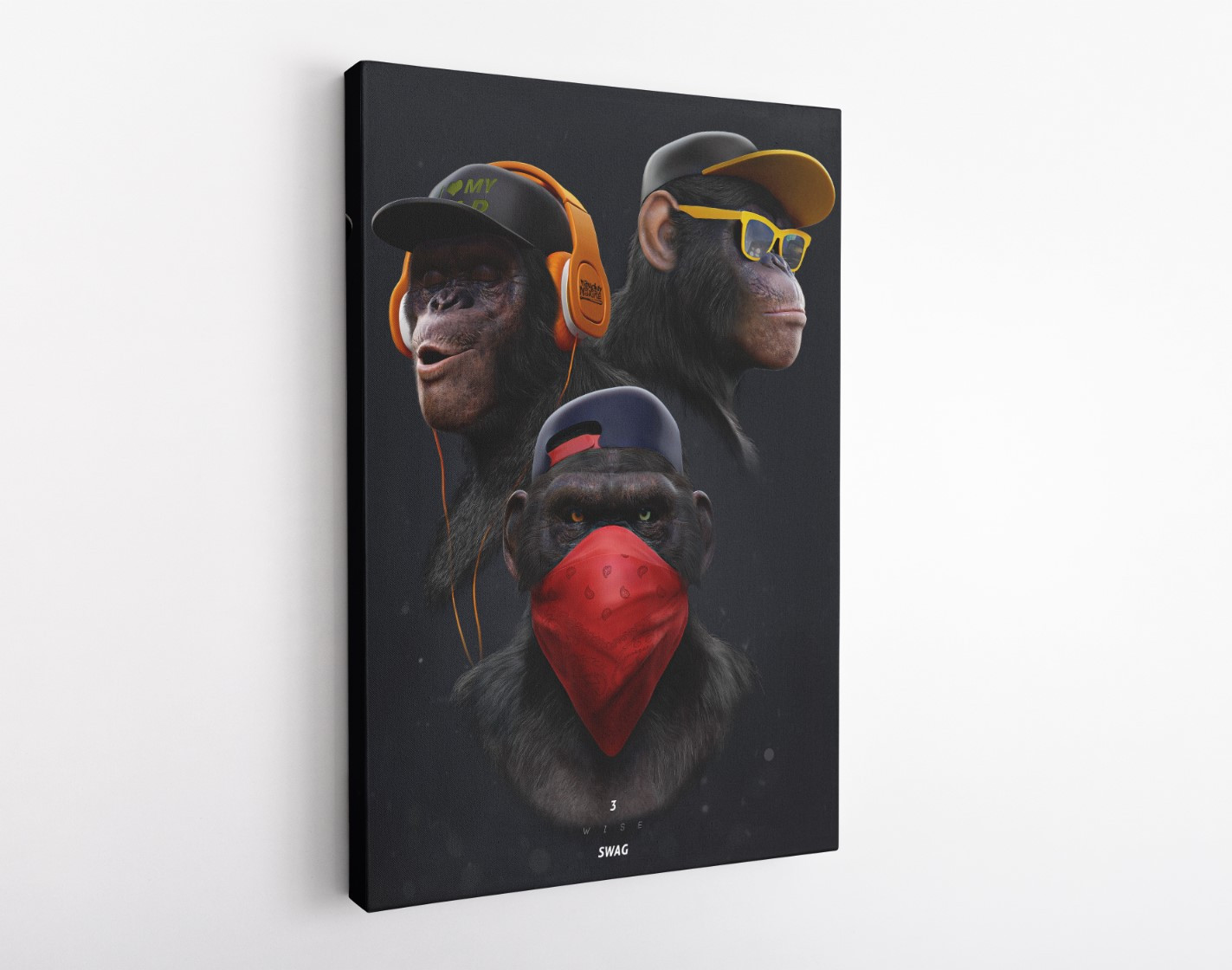 Three Wise Swag Monkey Motivation Canvas Wall Art