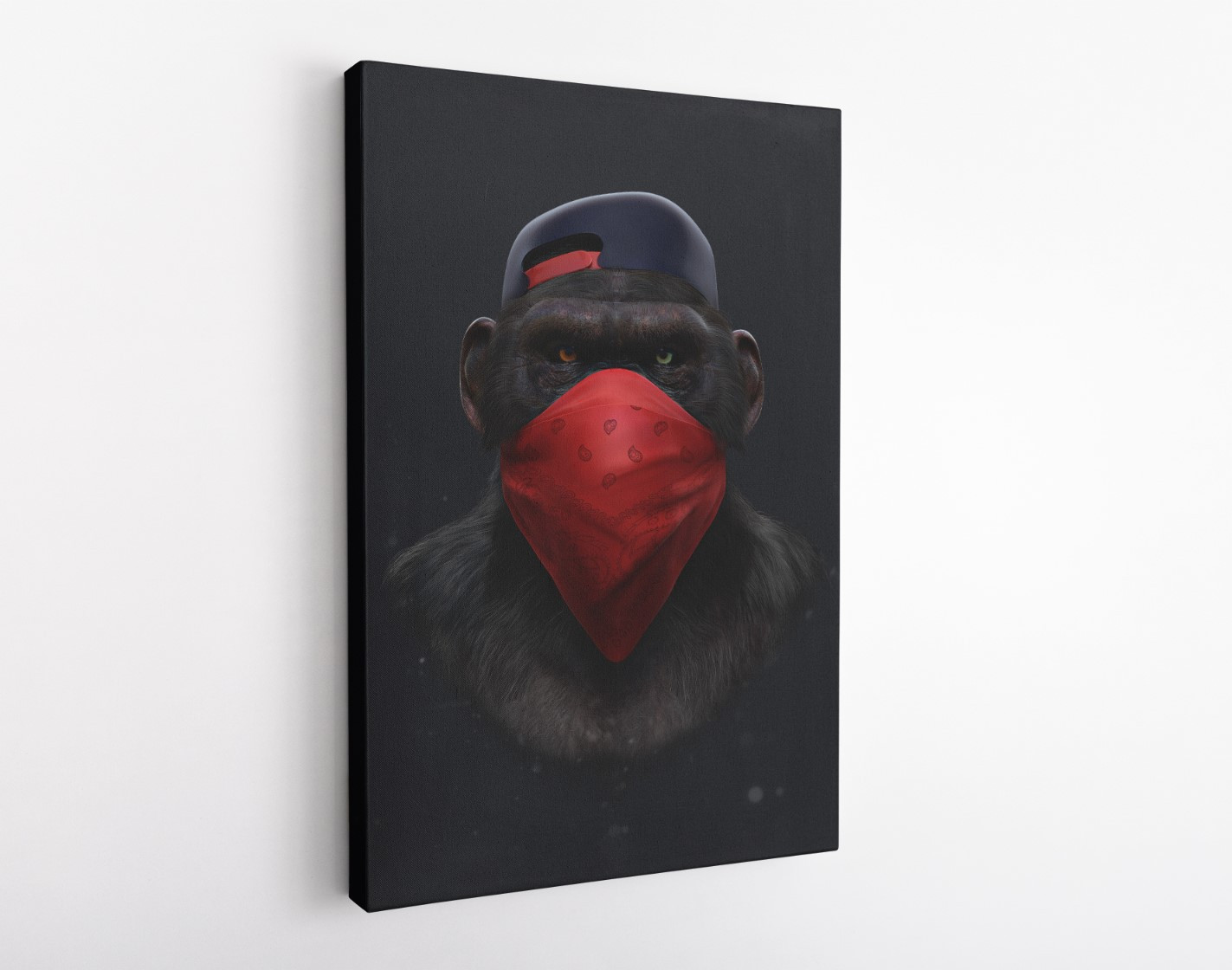 Rebel Monkey with Face Bandana Motivation Canvas Wall Art