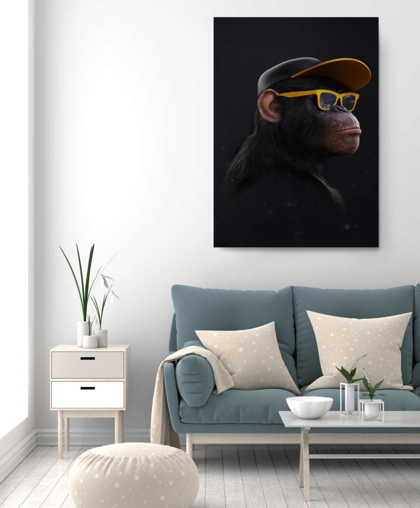 Swag Monkey with Sunglass Motivation Canvas Wall Art