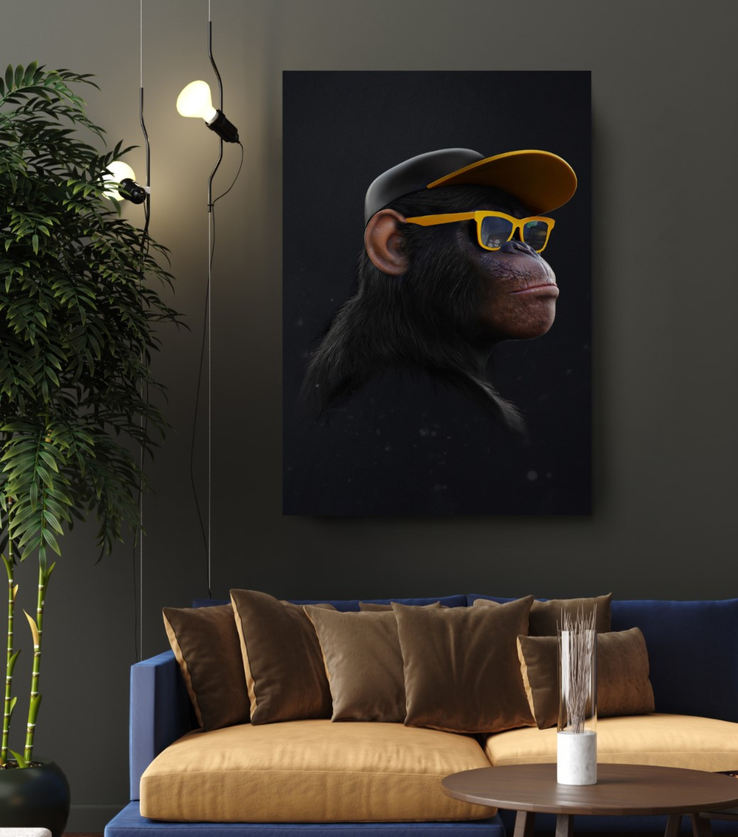 Swag Monkey with Sunglass Motivation Canvas Wall Art