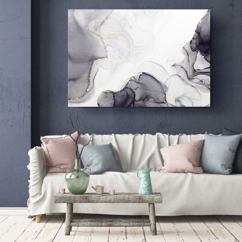 Marble Canvas Modern Art White Black Stone Canvas Print Wall Art