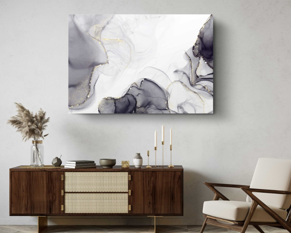 Marble Canvas Modern Art White Black Stone Canvas Print Wall Art