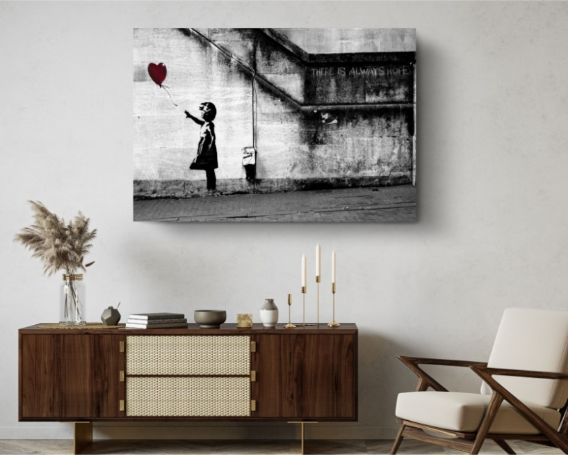 Always Hope Red Balloon Graffiti Banksy Canvas Wall Art