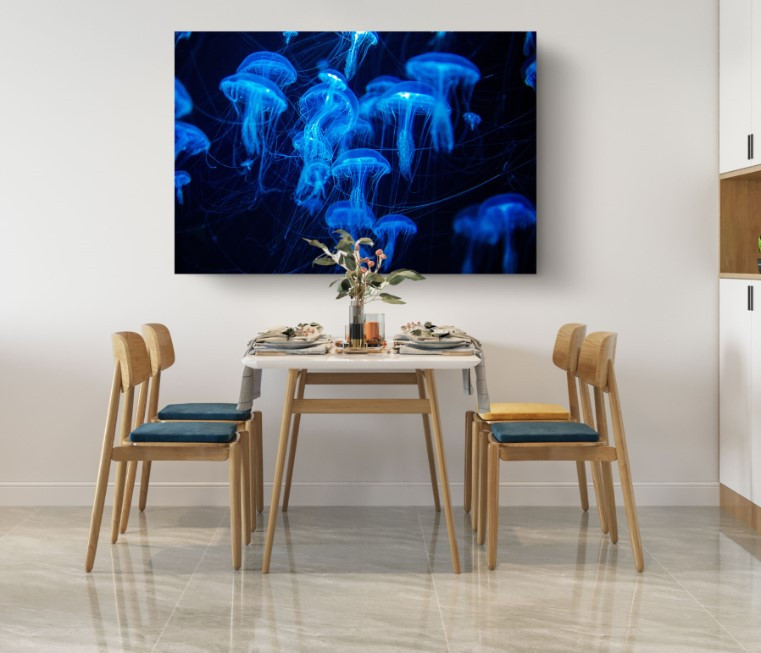 Blue Jellyfish Canvas Print Jellyfish Swarm Canvas Wall Art Home Decoration