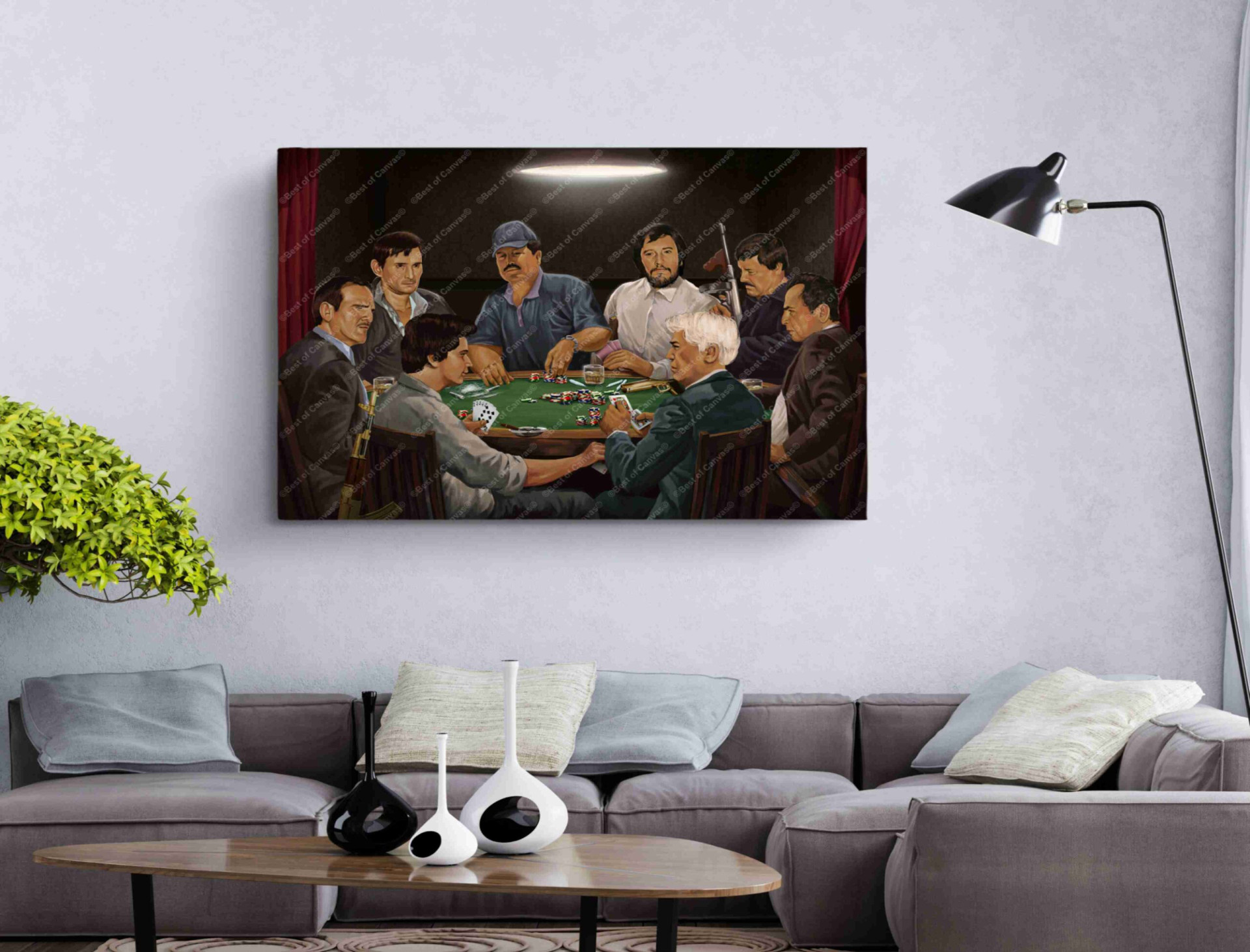 Mafia Poker Party Artists Hollywood Canvas Print Wall Art