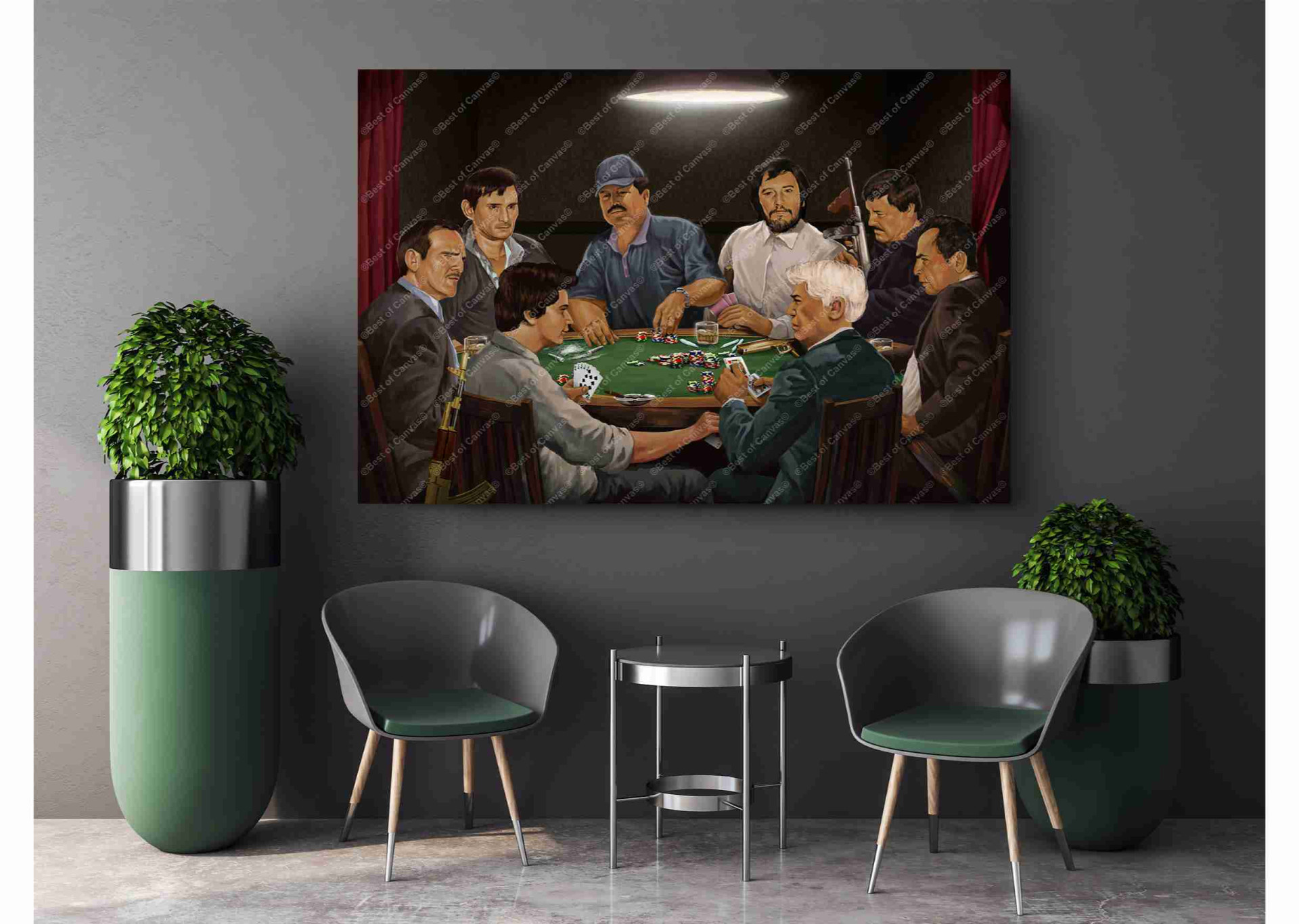 Mafia Poker Party Artists Hollywood Canvas Print Wall Art