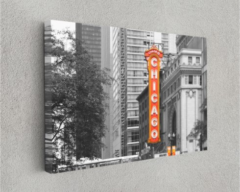 Chicago Theater Color Splash Canvas Print City Wall Art Home Decoration