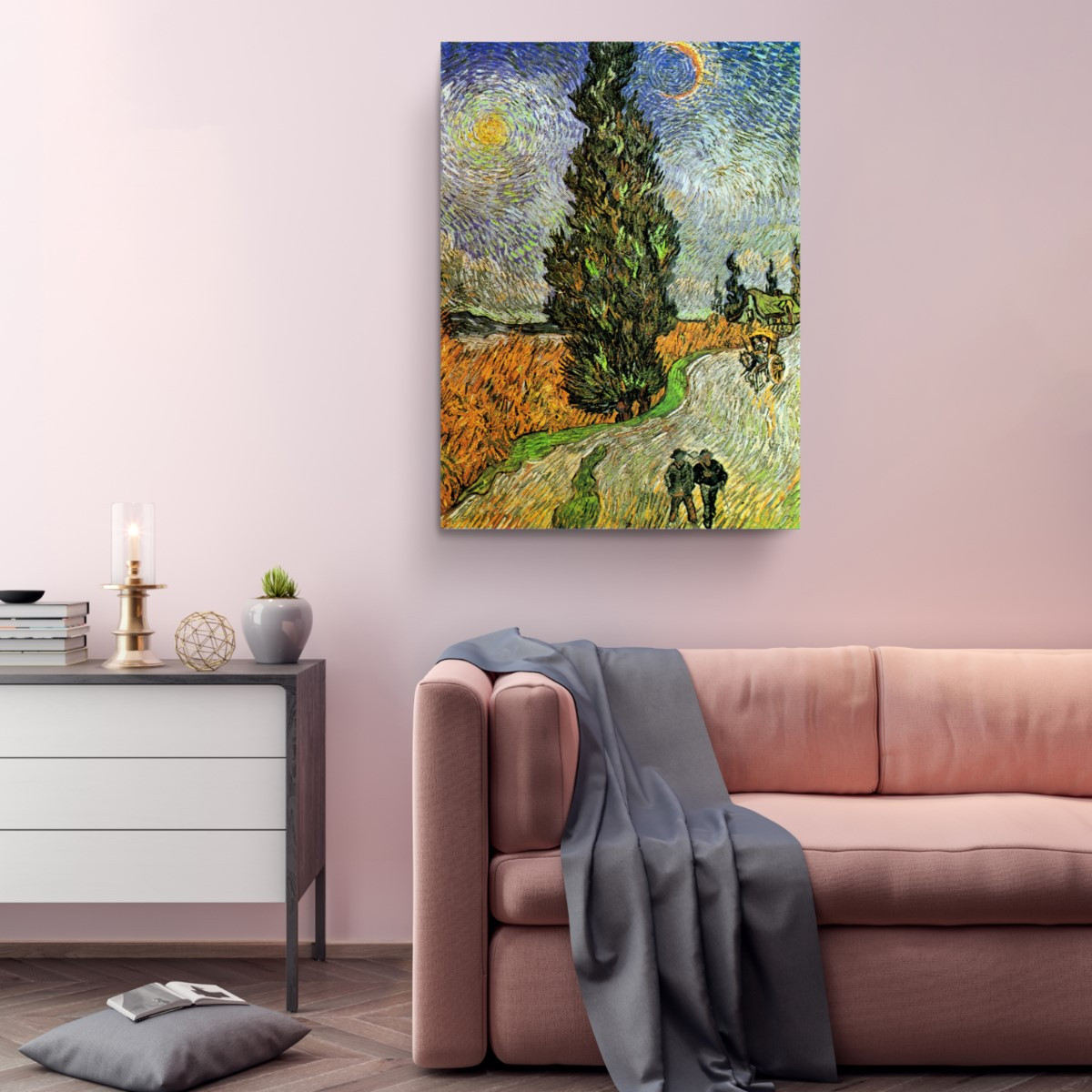 Country Road in Provence by Night 1890 Canvas Print Wall Art