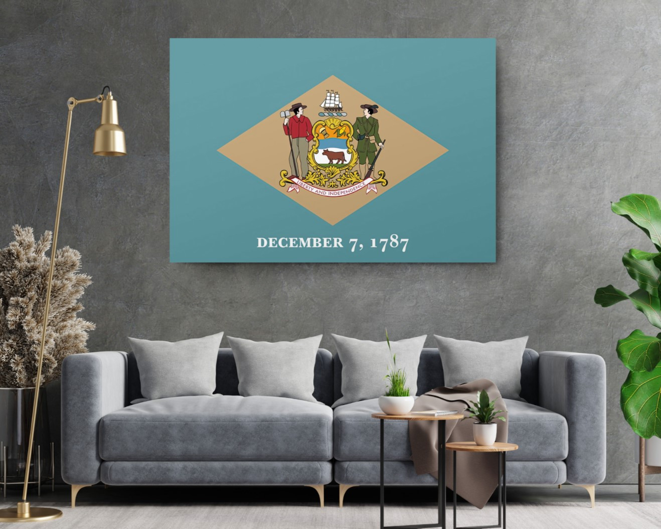 Delaware State Flag USA Flags Edition Canvas Wall Art Home Decoration