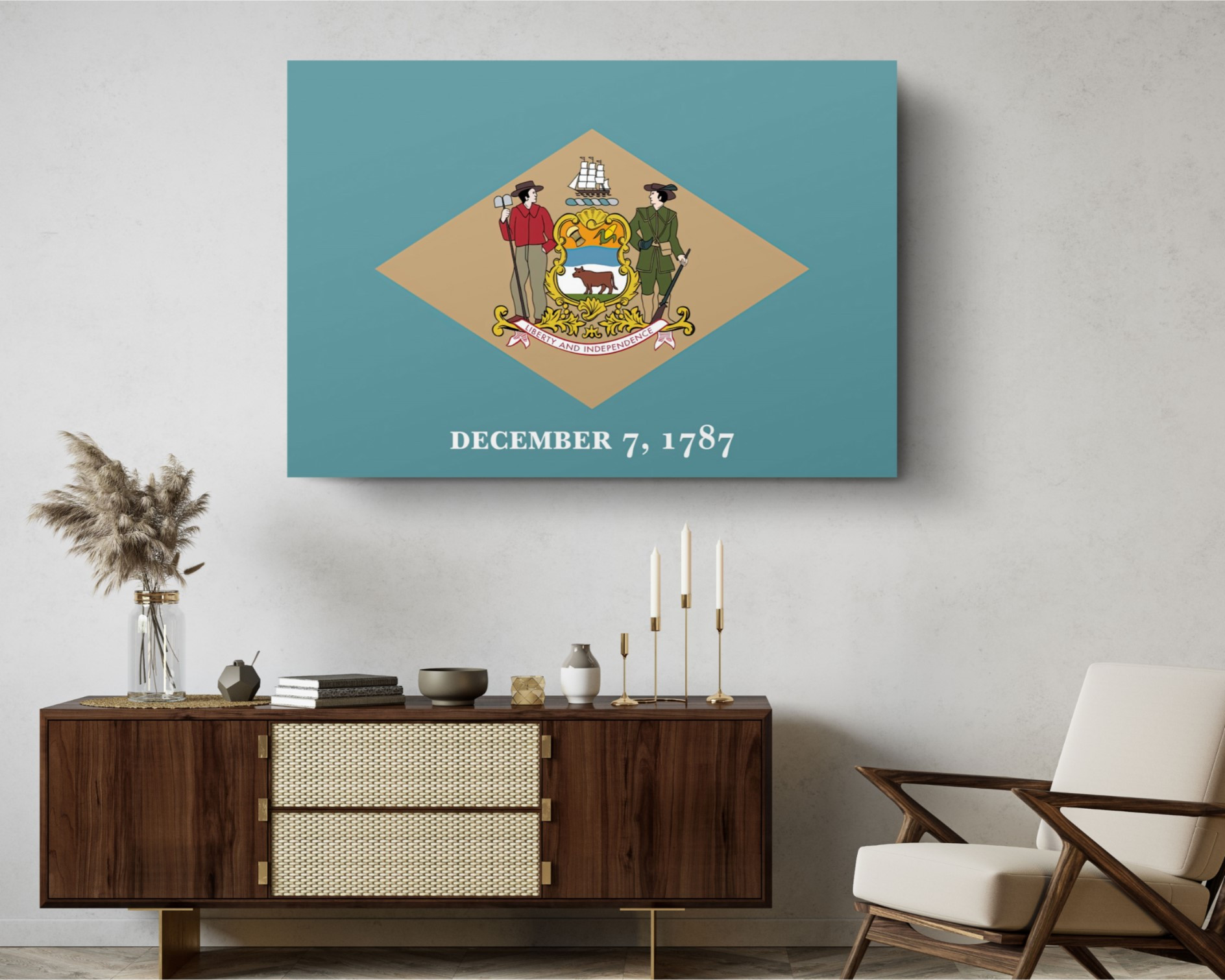 Delaware State Flag USA Flags Edition Canvas Wall Art Home Decoration