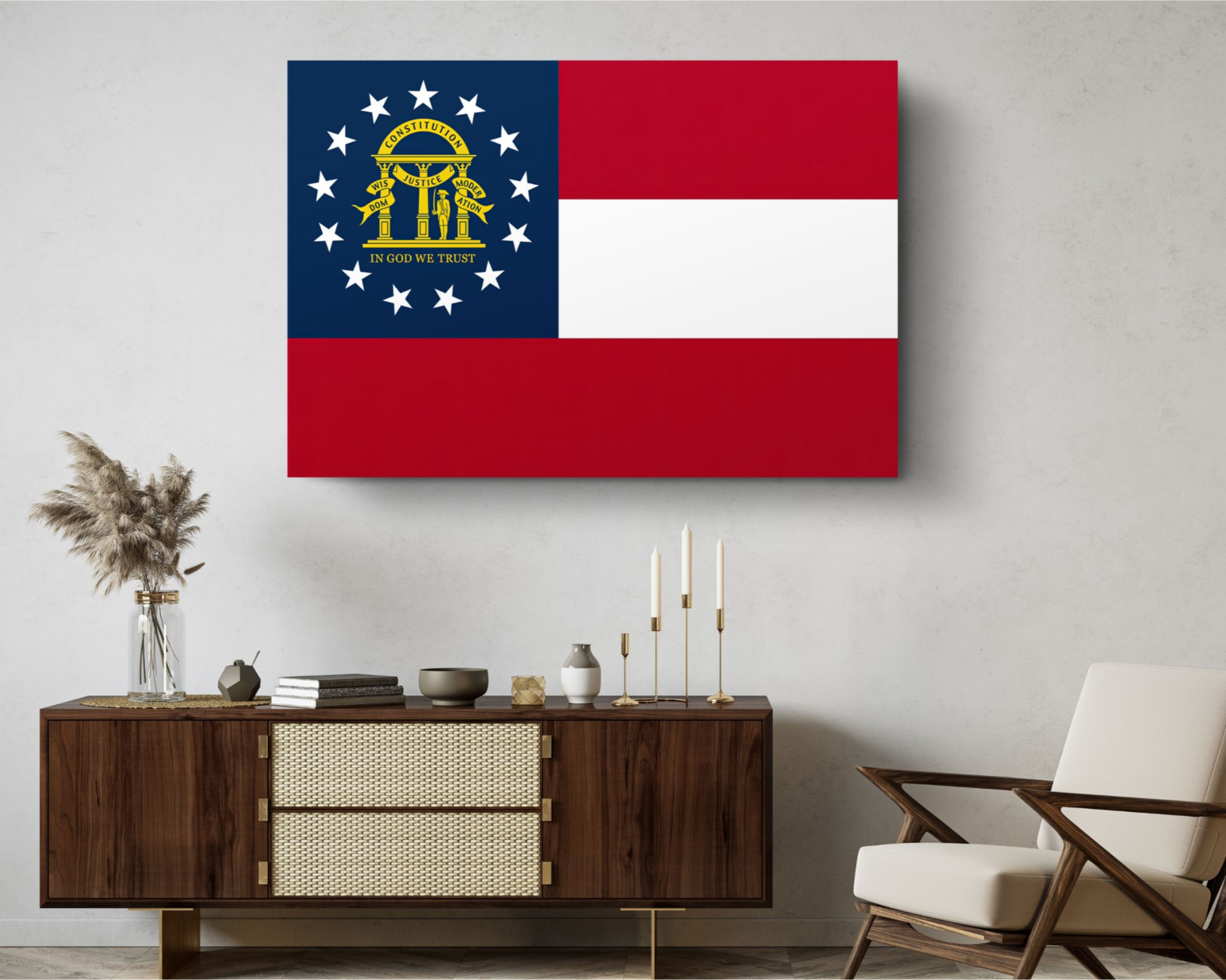 Georgia State Flag USA Flags Edition Canvas Wall Art Home Decoration