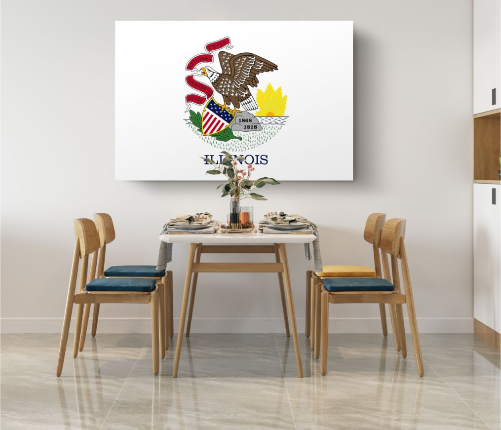 Illinois State Flag USA Flags Edition Canvas Wall Art Home Decoration