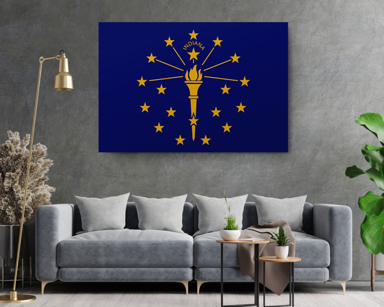Indiana State Flag USA Flags Edition Canvas Wall Art Home Decoration