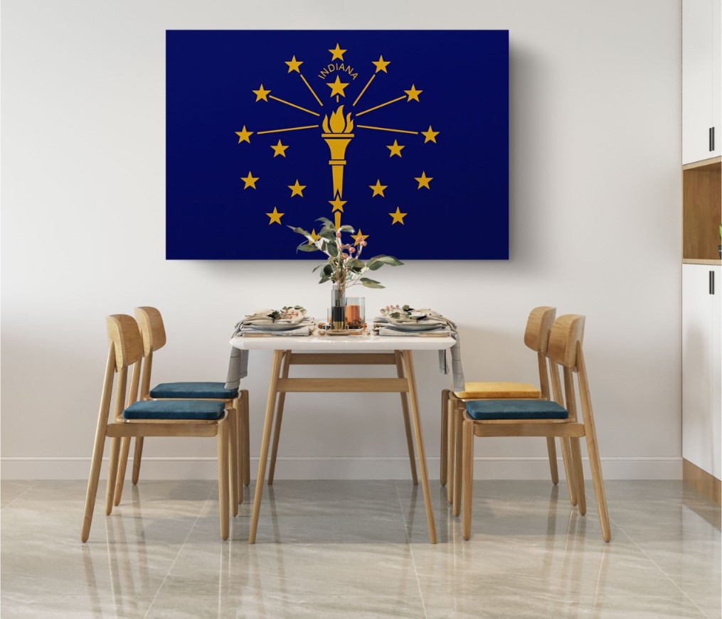 Indiana State Flag USA Flags Edition Canvas Wall Art Home Decoration