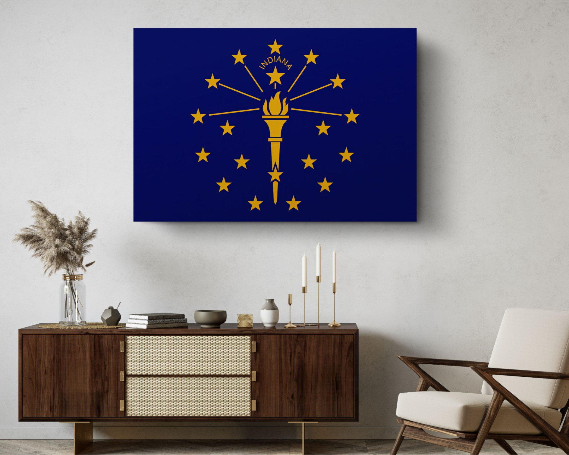Indiana State Flag USA Flags Edition Canvas Wall Art Home Decoration