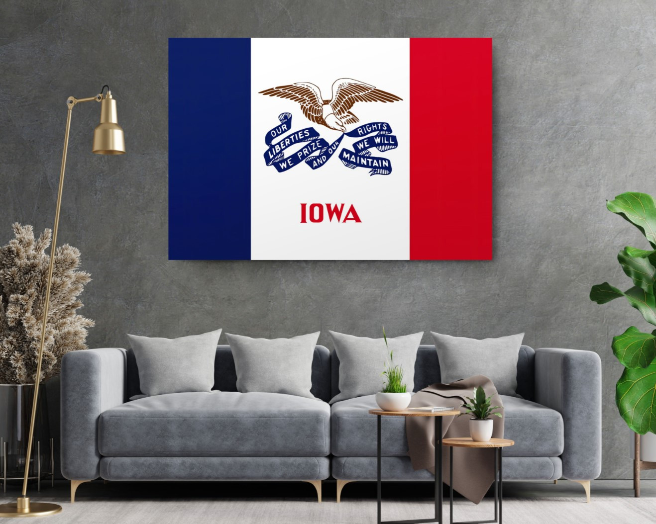 Iowa State Flag USA Flags Edition Canvas Wall Art Home Decoration