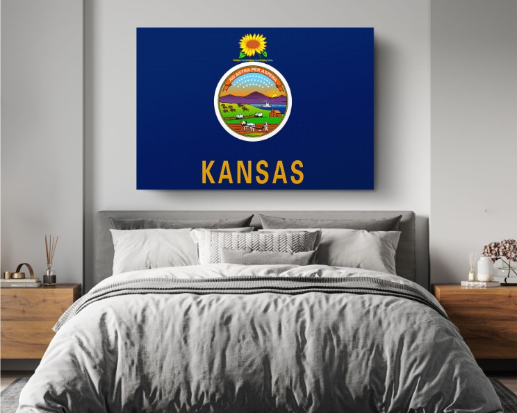 Kansas State Flag USA Flags Edition Canvas Wall Art Home Decoration