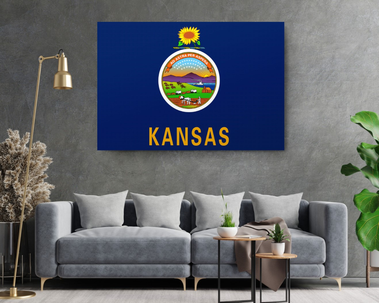 Kansas State Flag USA Flags Edition Canvas Wall Art Home Decoration