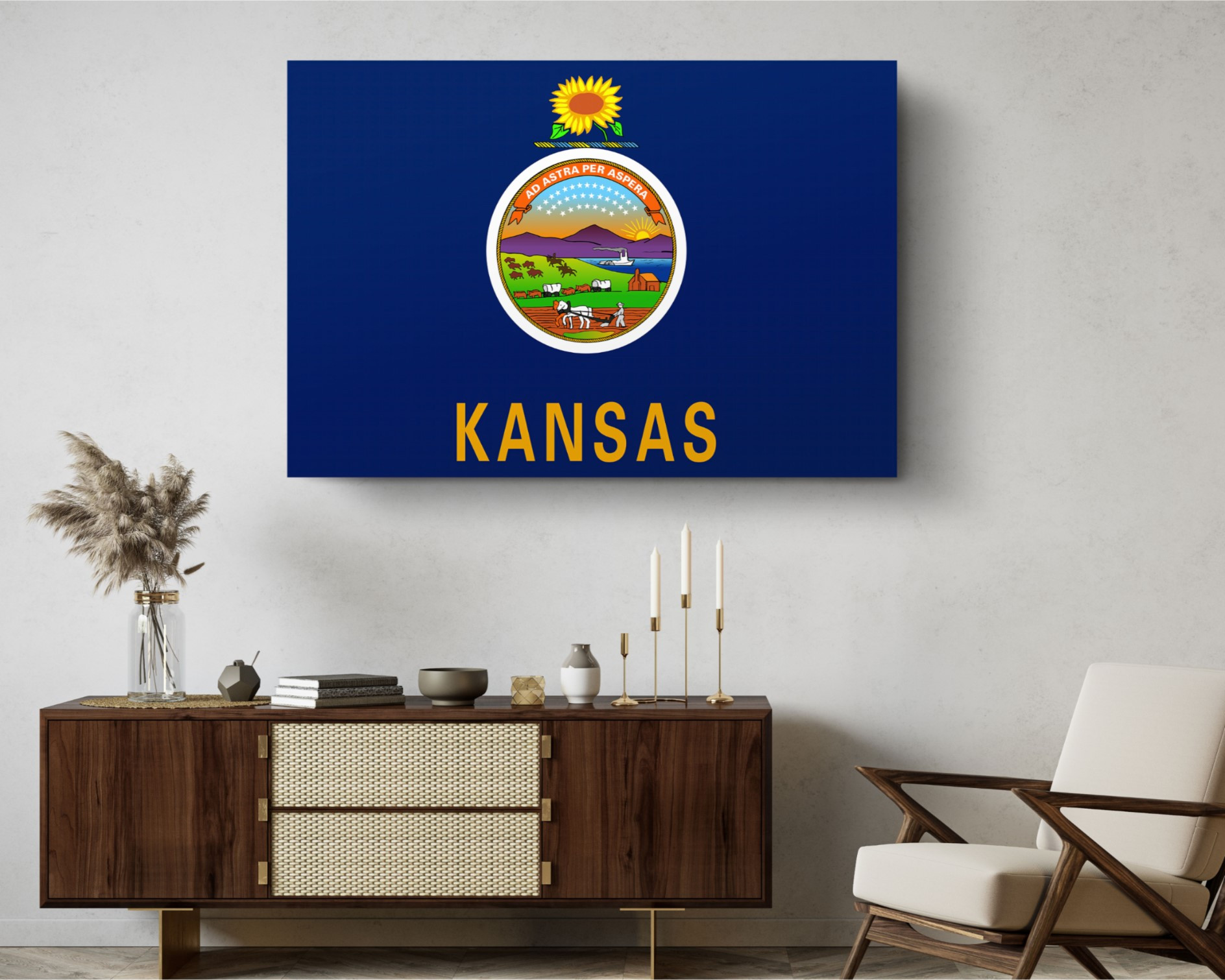 Kansas State Flag USA Flags Edition Canvas Wall Art Home Decoration