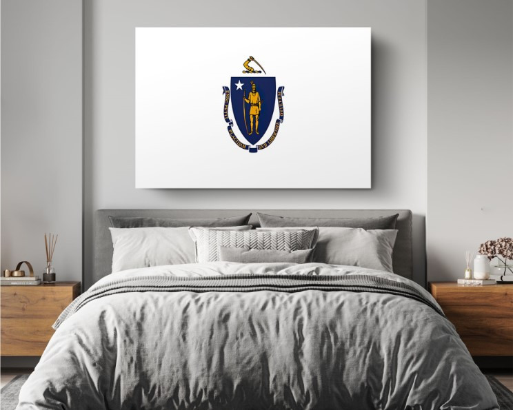 Massachusetts State Flag USA Flags Edition Canvas Wall Art Home Decoration