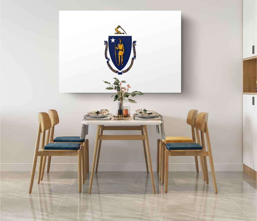 Massachusetts State Flag USA Flags Edition Canvas Wall Art Home Decoration