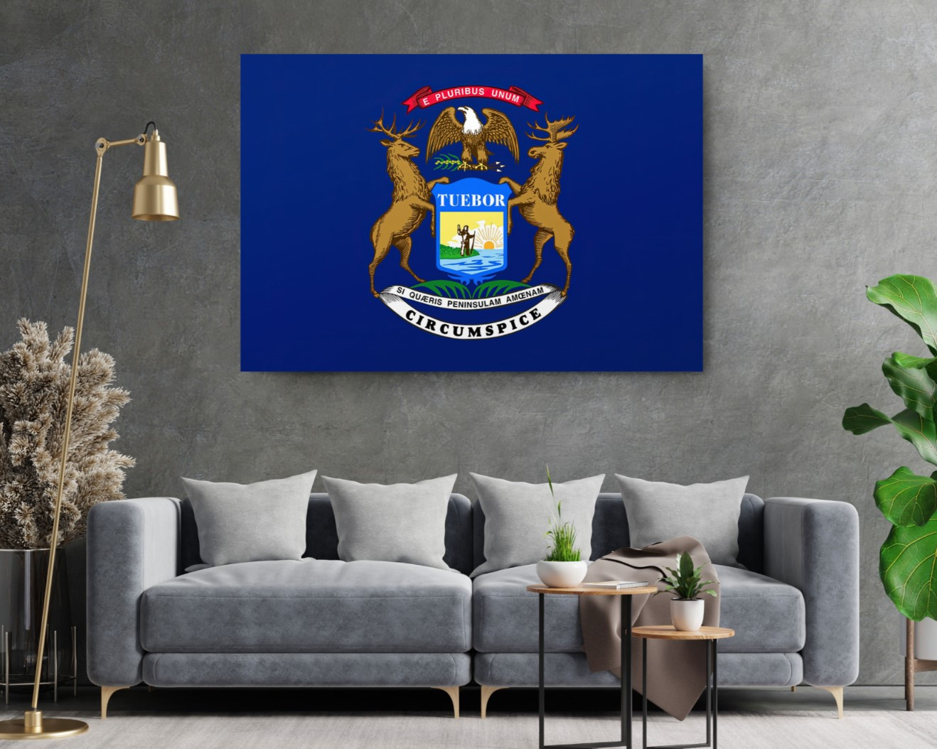 Michigan State Flag USA Flags Edition Canvas Wall Art Home Decoration
