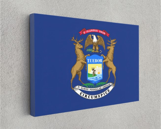 Michigan State Flag USA Flags Edition Canvas Wall Art Home Decoration
