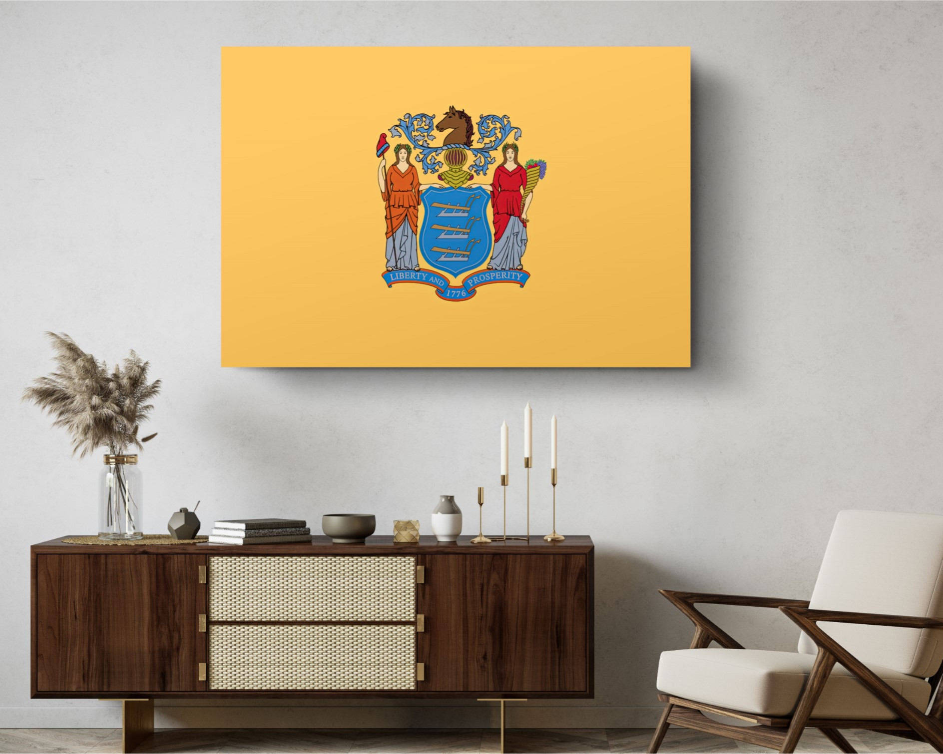 New Jersey State Flag USA Flags Edition Canvas Wall Art Home Decoration