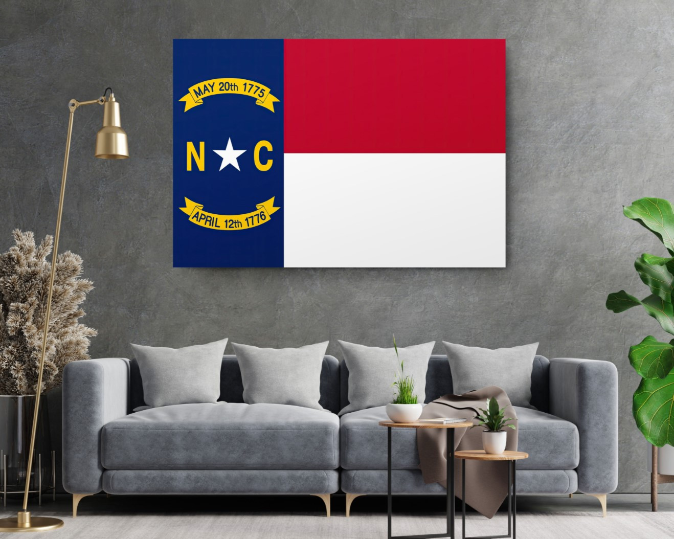 North Carolina State Flag USA Flags Edition Canvas Wall Art Home Decoration