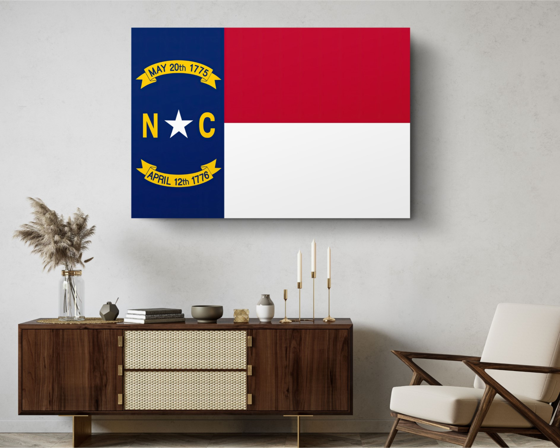 North Carolina State Flag USA Flags Edition Canvas Wall Art Home Decoration