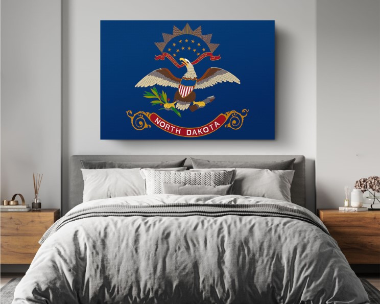 North Dakota State Flag USA Flags Edition Canvas Wall Art Home Decoration