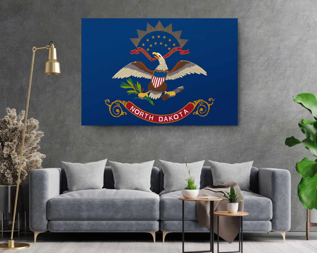 North Dakota State Flag USA Flags Edition Canvas Wall Art Home Decoration