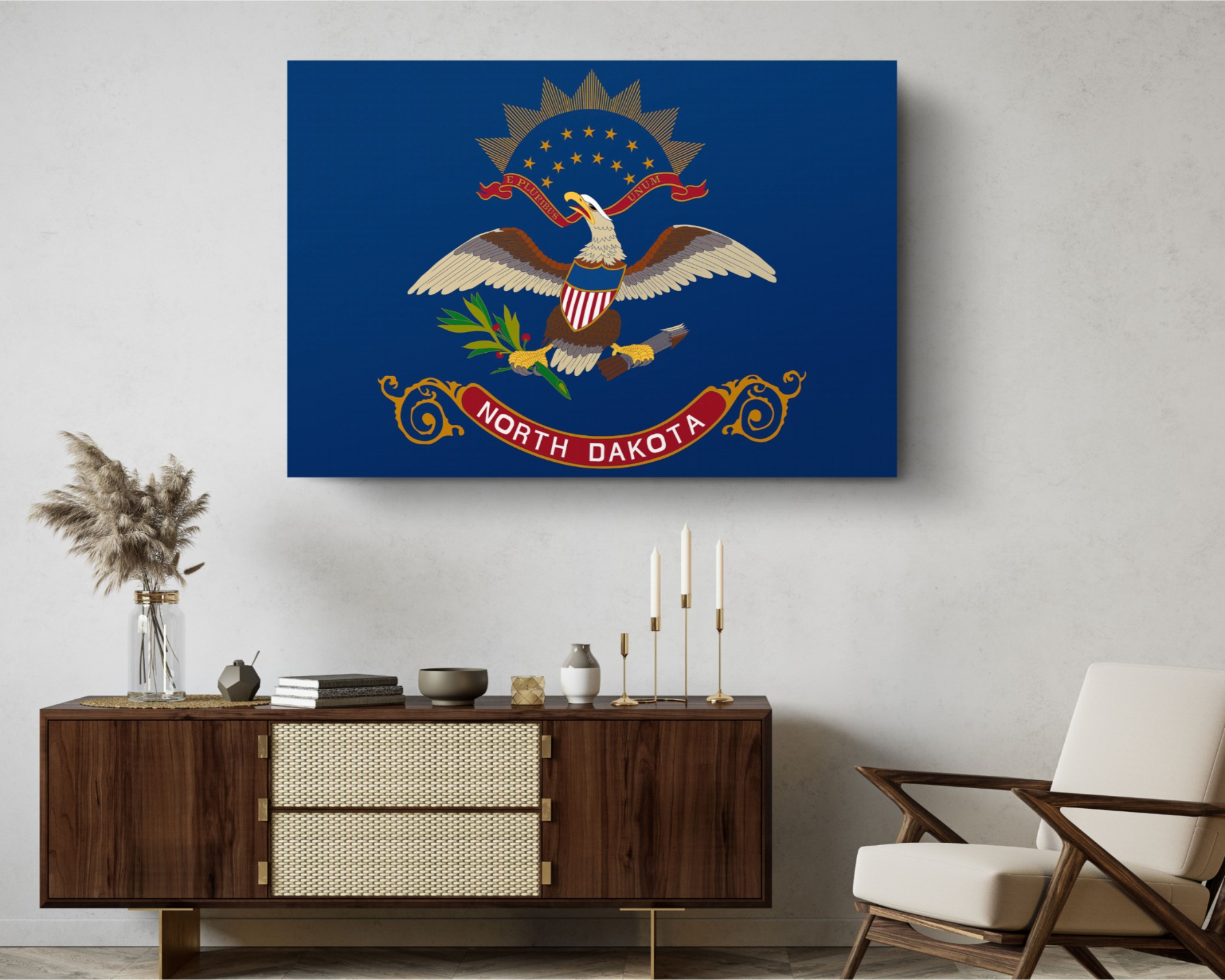 North Dakota State Flag USA Flags Edition Canvas Wall Art Home Decoration