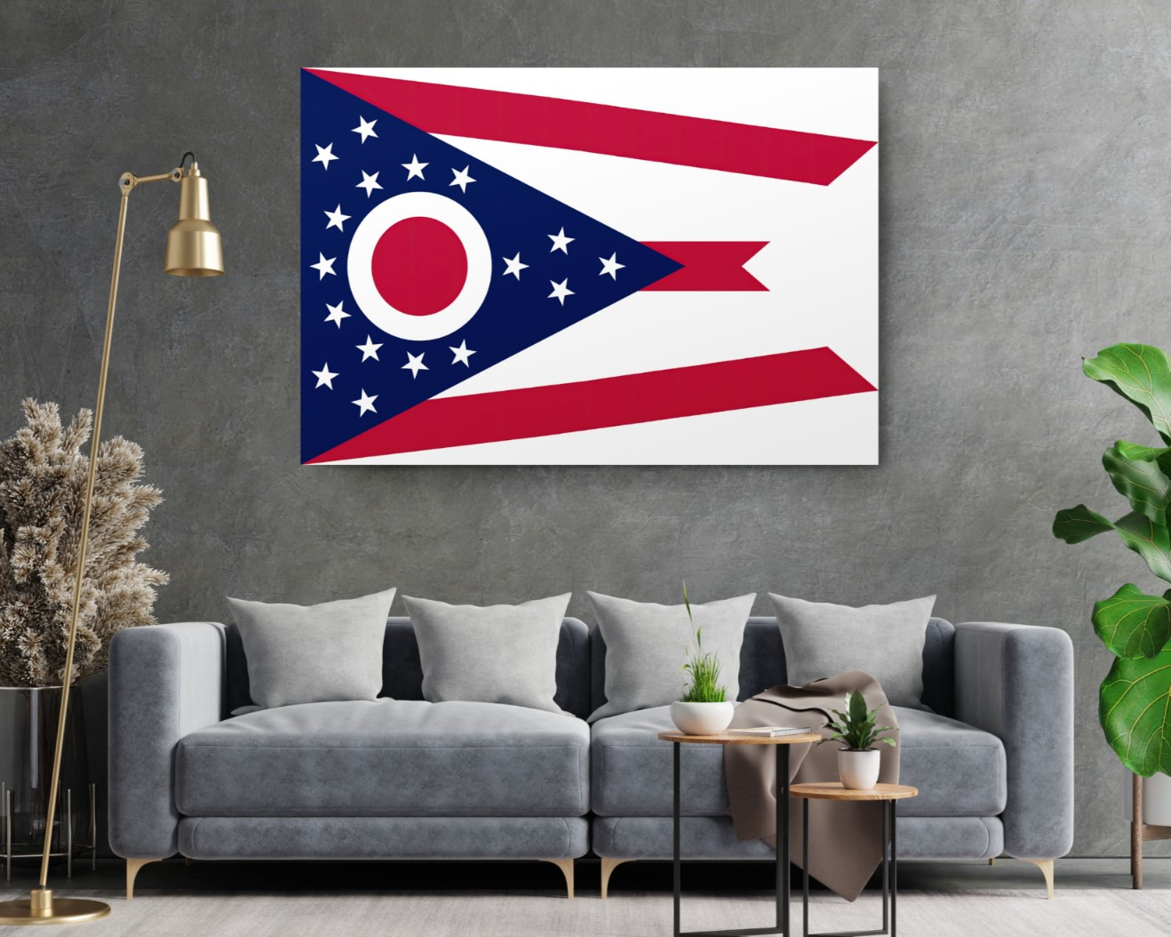 Ohio State Flag USA Flags Edition Canvas Wall Art Home Decoration