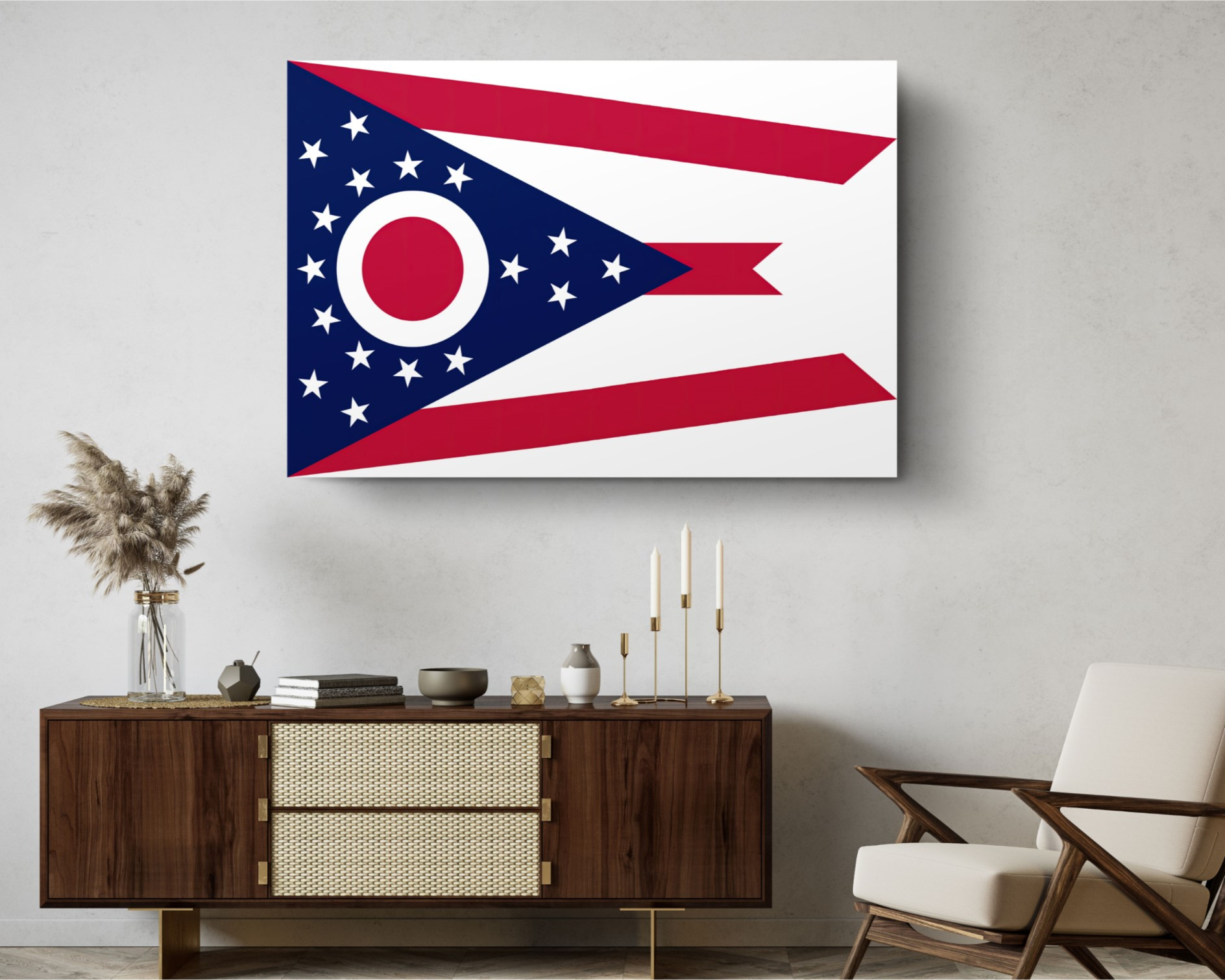 Ohio State Flag USA Flags Edition Canvas Wall Art Home Decoration