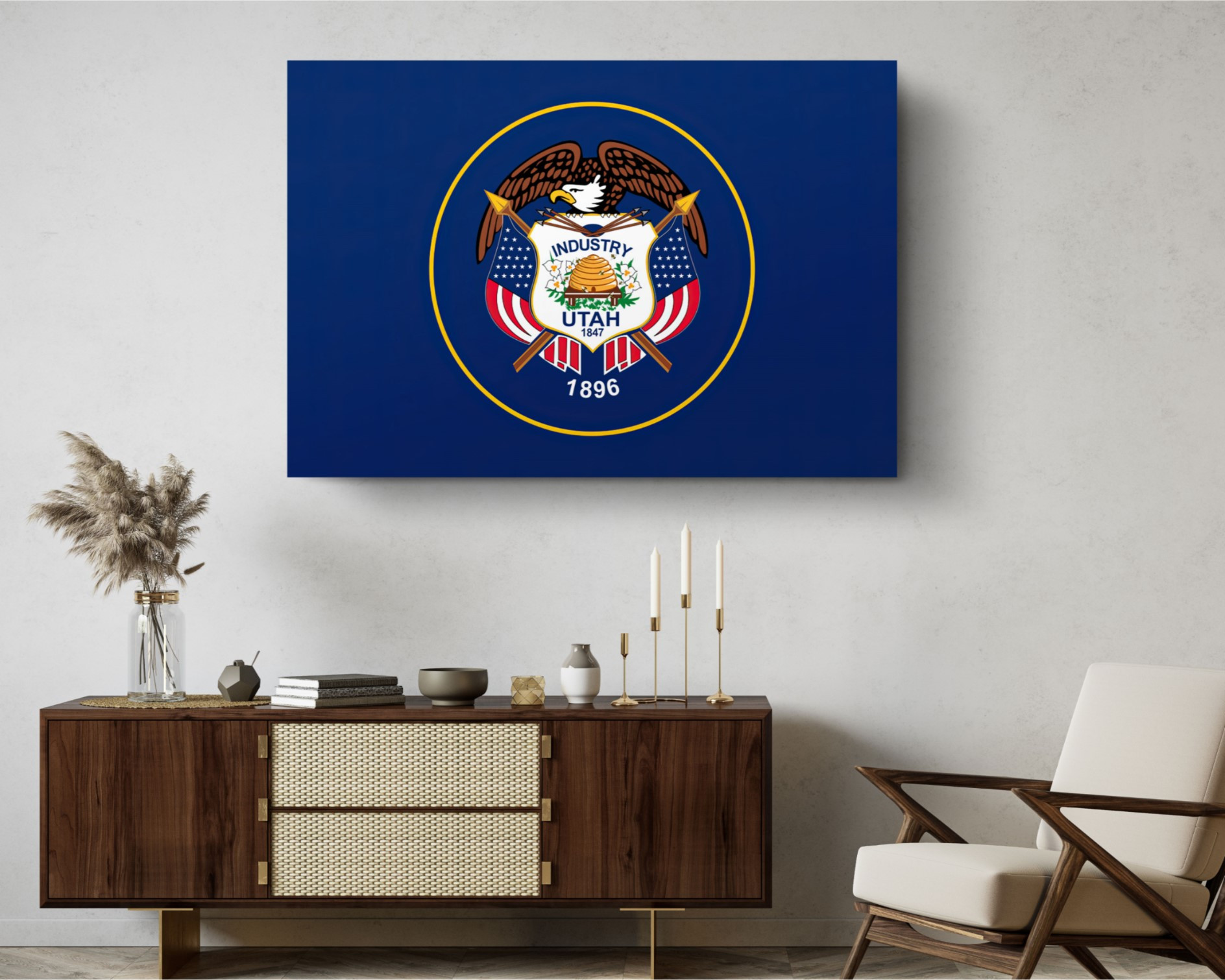 Utah State Flag USA Flags Edition Canvas Wall Art Home Decoration