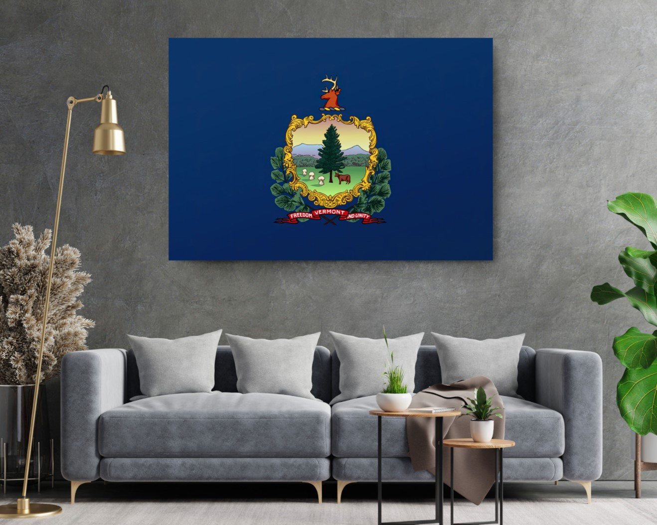 Vermont State Flag USA Flags Edition Canvas Wall Art Home Decoration