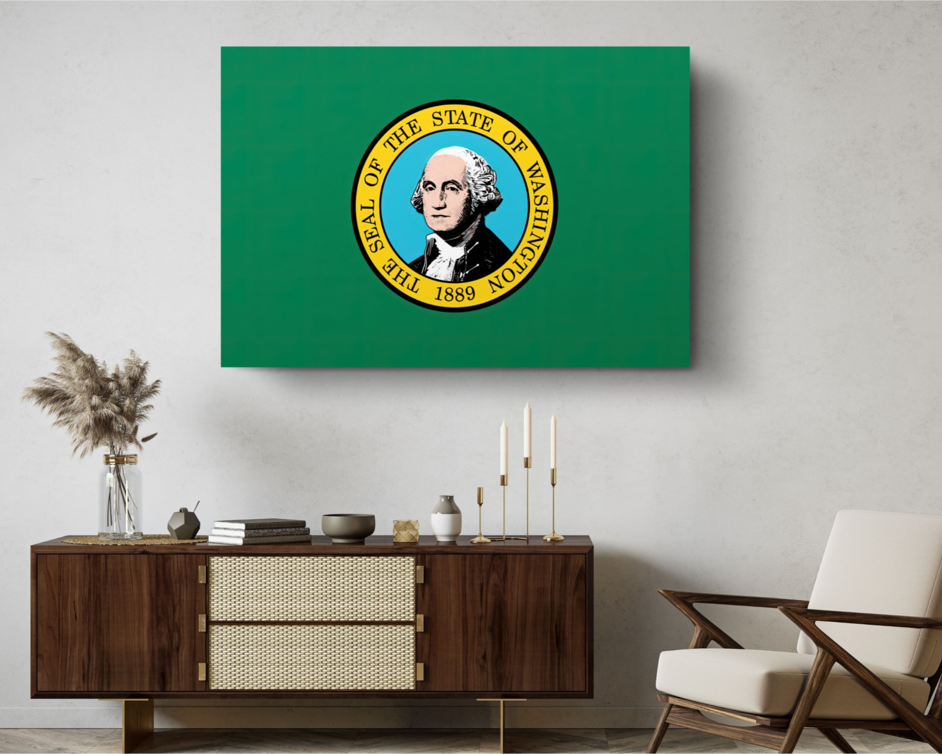 Washington State Flag USA Flags Edition Canvas Wall Art Home Decoration